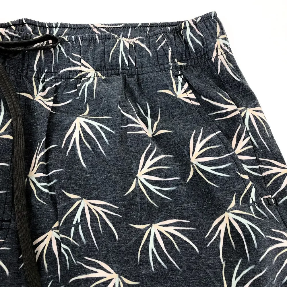 PRANA Men's Metric Swim Shorts XXL Black Bloom Print 8